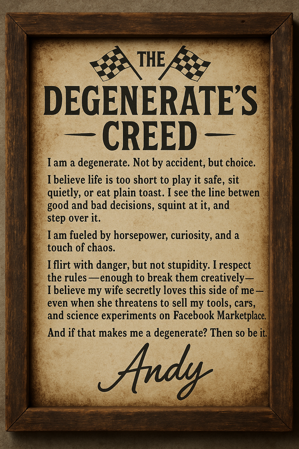 The Degenerate’s Creed image